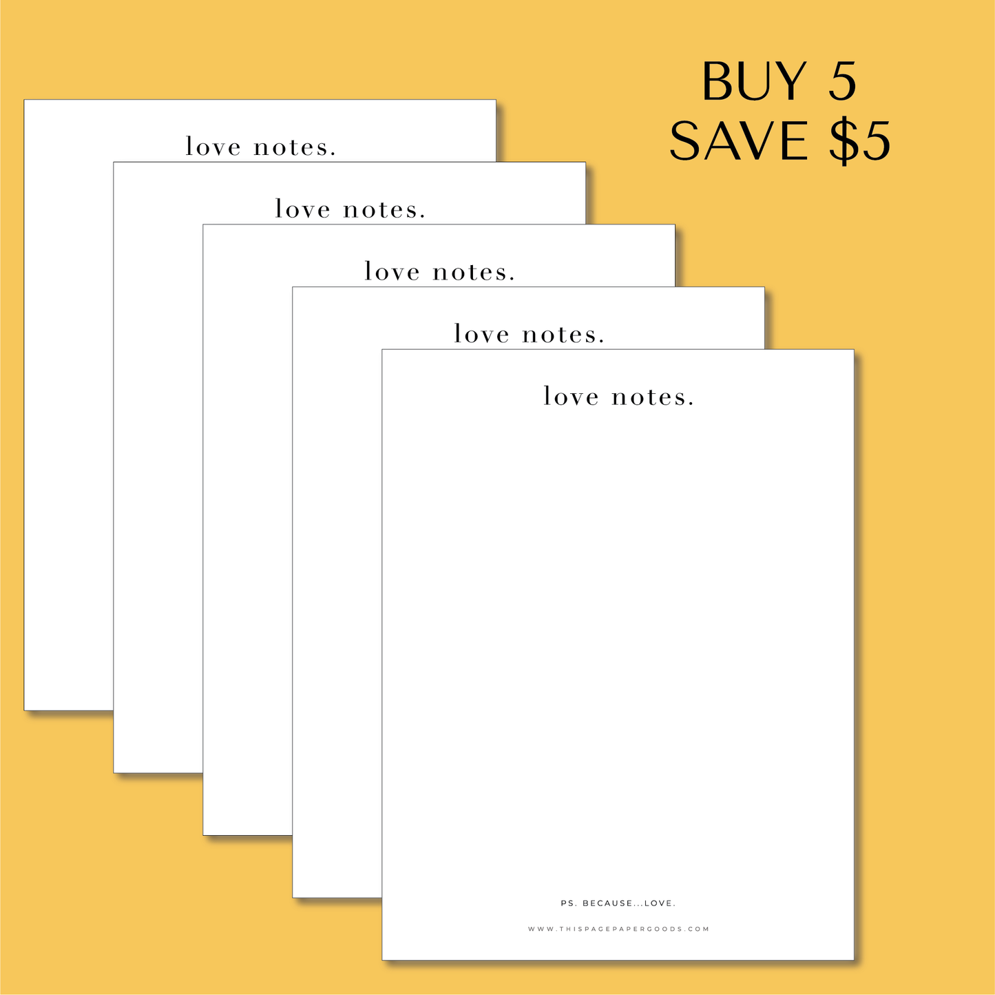Love Notes Notepad 5-Pack Bundle
