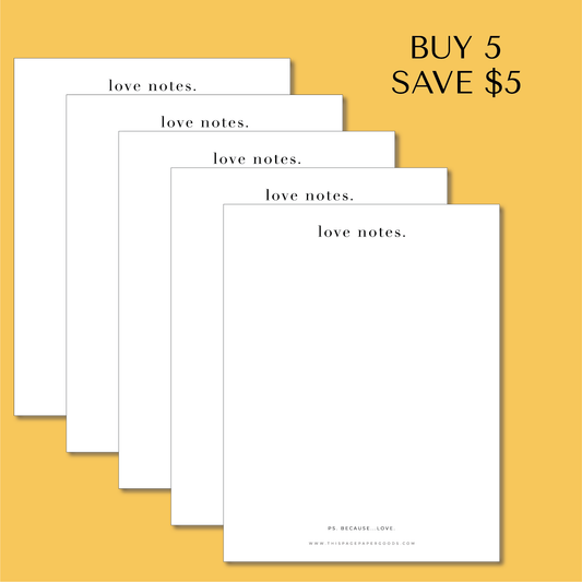 Love Notes Notepad 5-Pack Bundle