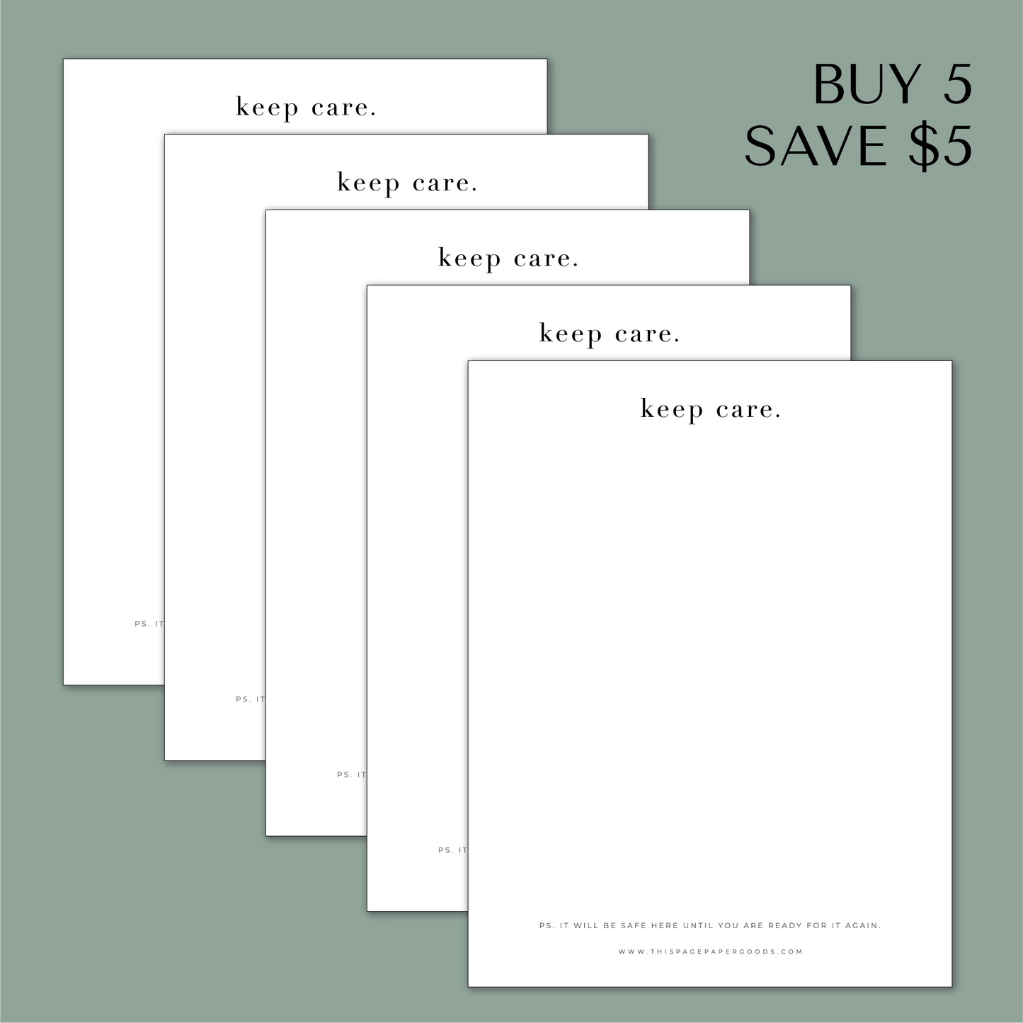 Keep Care Notepad 5-Pack Bundle (NO LINES)