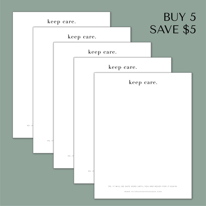 Keep Care Notepad 5-Pack Bundle (NO LINES)